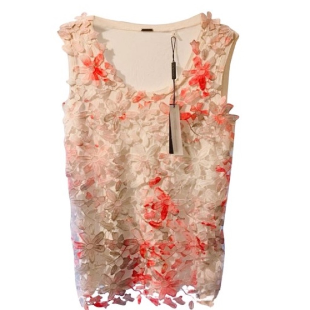 ELIE TAHARI INTRICATE ORCHID LACE TANK TOP FIRM